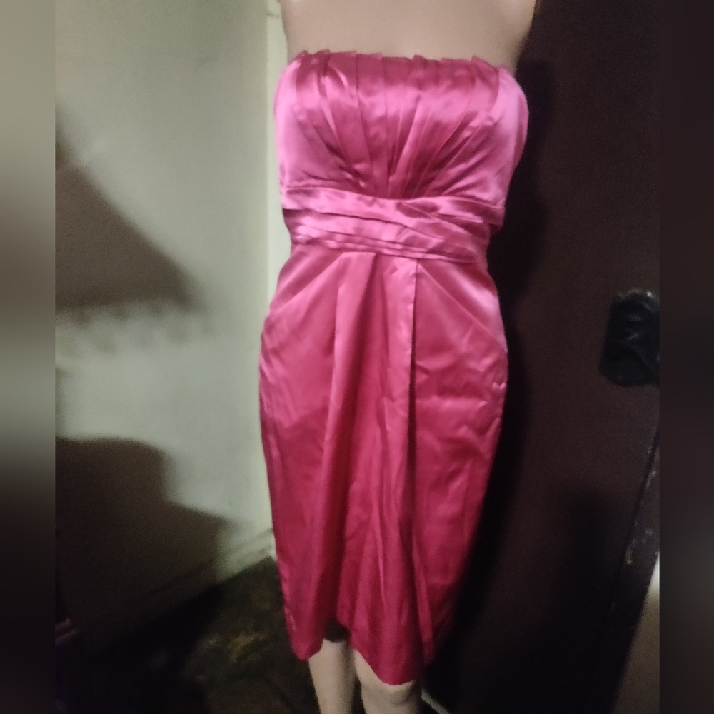 Marc Bouwer Glamit strapless silk dress 90's Y2K PLEATED TRIM CORSET pink sz 0